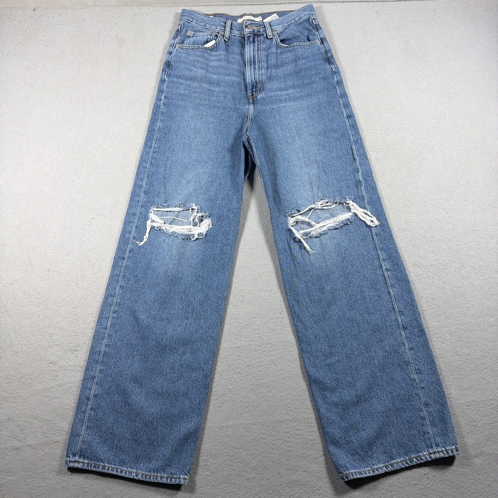 Levis High Loose Jeans Women 27 High Rise Wide‎ Leg Distressed Blue Denim 70s
